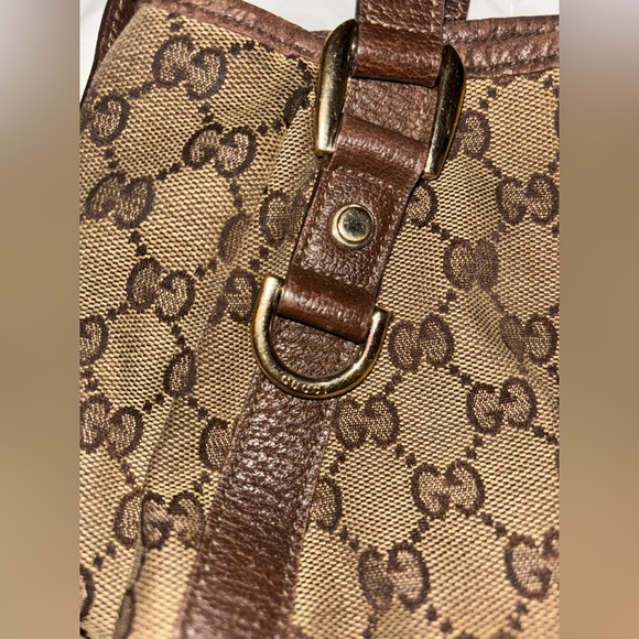 Used Vintage Gucci purse. Brown and tan web design. - Picture 10 of 14